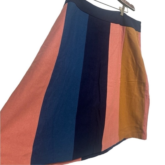 Boden Wool Blend Midi Striped Color Block Skirt - Picture 2 of 7